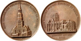 ARCHITEKTUR. 
DOME, MÜNSTER, KIRCHEN, KAPELLEN. 
HAMBURG. St. Nikolai-Kirche. Medaille 1842 (v. Wilkens, Bremen) a. d. geplanten Wiederaufbau der 18...