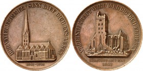 ARCHITEKTUR. 
DOME, MÜNSTER, KIRCHEN, KAPELLEN. 
HAMBURG. St. Petri-Kirche. Medaille 1842 (v. Wilkens, Bremen) a. d. geplanten Wiederaufbau der 1842...