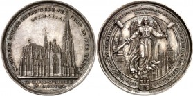 ARCHITEKTUR. 
DOME, MÜNSTER, KIRCHEN, KAPELLEN. 
HAMBURG. St. Nikolai-Kirche. Medaille 1863 (v. Lorenz, nach Entwurf von O. Speckter) a. d. Einweihu...