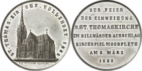 ARCHITEKTUR. 
DOME, MÜNSTER, KIRCHEN, KAPELLEN. 
HAMBURG. St. Thomas-Kirche. Medaille 1885 (v. O. Bergmann, Hamburg) a. d. Feier der Einweihung am 8...