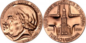 ARCHITEKTUR. 
DOME, MÜNSTER, KIRCHEN, KAPELLEN. 
HAMBURG. St. Michaeliskirche. Medaille 1986 (o. Sign.) a. d. Baumeister Ernst Georg Sonnin (1713-17...