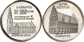 ARCHITEKTUR. 
DOME, MÜNSTER, KIRCHEN, KAPELLEN. 
HANNOVER. Neustädter Kirche und Rathaus. Medaille 1974 150 Jahre Vereinigung von Altstadt und Neust...