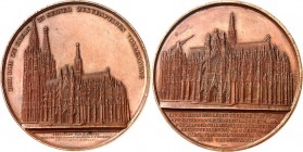 ARCHITEKTUR. 
DOME, MÜNSTER, KIRCHEN, KAPELLEN. 
KÖLN. Dom. Medaille 1861 (v. Jacques Wiener) Prämienmedaille a. d. Aufbau des Domes. Ansicht des Do...