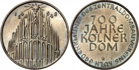 ARCHITEKTUR. 
DOME, MÜNSTER, KIRCHEN, KAPELLEN. 
KÖLN. Dom. Medaille 1948 (v. E. Hoppe, b. Hußmann) a. d. Grundsteinlegung vor 700 Jahren, am 14. Au...