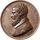 PERSONEN. 
MEDIZINER, darunter Sammlung Dr. Bösing. 
VESALIUS, Andreas *1514 Brüssel +1564 Zante (Griechenland). Belg. Serienmedaille o.J. (v. Adolp...