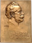 PERSONEN. 
MUSIKER und KOMPONISTEN. 
GRÜNFELD, Alfred *1852 Prag +1924 Wien. Plakette 1902 (v. Jos. Tautenhayn jun.) a.d. 50. Geburtstag. Kopf im Pr...
