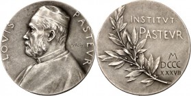 PERSONEN. 
NATURWISSENSCHAFTLER. 
PASTEUR, Louis * 1822 Dole + 1895 Villeneuve b.Paris. Medaille 1888 (v. L.O. Roty) d. Institut Pasteur. Brb. n. l....