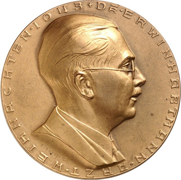 PERSONEN. 
NUMISMATIKER. 
HARTMANN, Erwin. Medaille 1943 (v. L. Hujer) Brb. n....