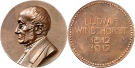 PERSONEN. 
POLITIKER. 
WINDTHORST, Ludwig *1812 Gut Kaldenhof +1891 Berlin. Medaille 1912 (v. PB, Vereinigte Werkstätten Aachen) a.d. 100. Geburtsta...