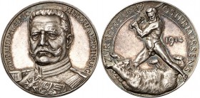 GESCHICHTE u. VERKEHRSWESEN. 
KRIEG und FRIEDEN. 
I. Weltkrieg 1914-1918. Medaille 1914 (v. Lauer) a. d. Befreiung v. Ostpreußen 1914. Brb. v.Hinden...