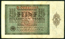 Inflation von 1919/1924. 
5 Bio. Mark 15.3.1924 Serie D. Ros. 138, Grab. DEU 172. . 

IV