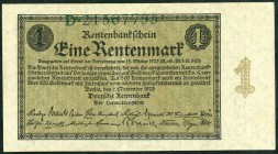 Rentenbank von /. 
1 Rentenmark 1.11.1923 Reichsdruckerei,Serie D. Ros. 154a, DEU 199. . 

I-II