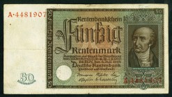 Rentenbank von /. 
50 Rentenmark 6.7.1934 Serie A. Ros. 165. . 

III-IV