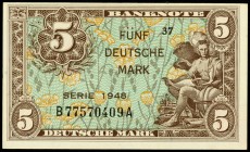 Bundesrepublik. 
Bank Deutscher Länder. 
5 Deutsche Mark 1948 B-A. Ros. 236a. . 

I-