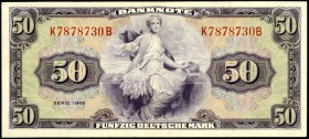Bundesrepublik. 
Bank Deutscher Länder. 
50 Deutsche Mark 1948 K-B. Ros. 242. . 

II