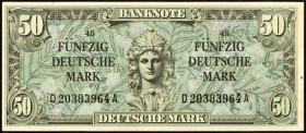 Bundesrepublik. 
Bank Deutscher Länder. 
50 Deutsche Mark o.D. (Aug.1948) Serie D-A. Ros. 248. RR. 

I-