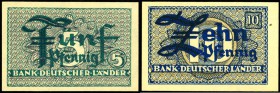 Bundesrepublik. 
Bank Deutscher Länder. 
5(3),10(2var) Pfennig o.D.(1948). Ros. 250b,251b. (2). 

I