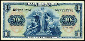 Bundesrepublik. 
Bank Deutscher Länder. 
10 Deutsche Mark 1949 N-J. Ros. 259. . 

I-