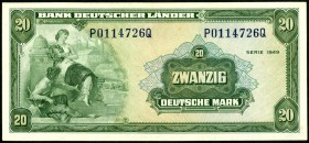 Bundesrepublik. 
Bank Deutscher Länder. 
20 Deutsche Mark 22.8.1949 P-Q. Ros. 261. . 

I-