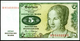 Bundesrepublik. 
Bundesbank. 
5 Deutsche Mark 2.1.1980 B-S. Ros. 285b. . 

I