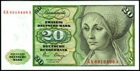 Bundesrepublik. 
Bundesbank. 
20 Deutsche Markmit Copyright 2.1.1980 GK-A. Ros. 287a. . 

I