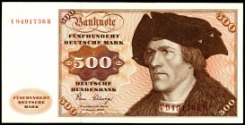 Bundesrepublik. 
Bundesbank. 
500 Deutsche Mark 2.1.1980 V-R. Ros. 290b. . 

R I