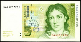 Bundesrepublik. 
Bundesbank. 
5 Deutsche Mark 1.8.1991 A-L, D-D. Ros. 296a,b. . 

(2) I-