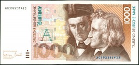 Bundesrepublik. 
Bundesbank. 
1000 Deutsche Mark 1.10.1993 AG-Z. Ros. 308a. . 

I-