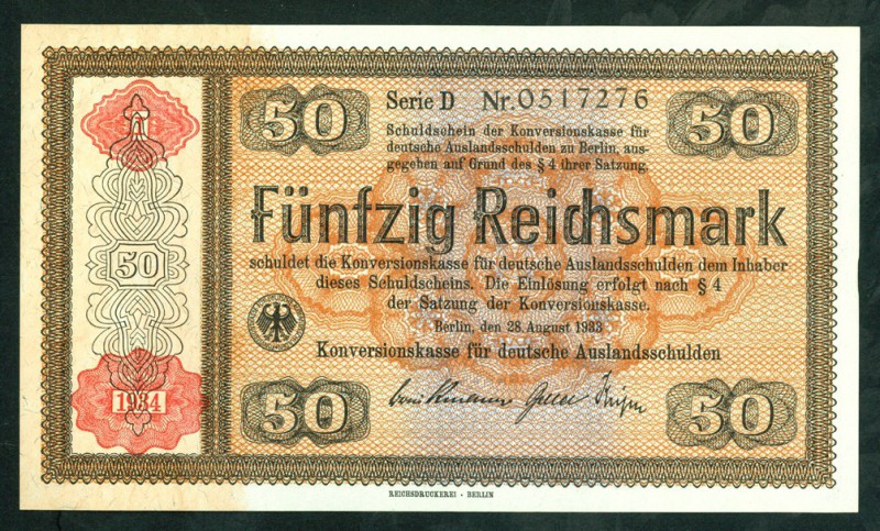 Besetzungsausgaben II.Weltkrieg 1939/45. 
Konversionskasse für dt. Auslandsschu...
