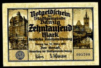 Deutsche Nebengebiete und Kolonien. 
DANZIG. 
50.000 Mark 20.3.1923 braun. Ros. 796. . 

I-