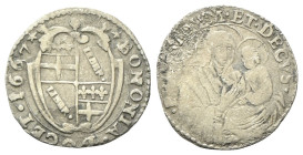 BOLOGNA
Alessandro VII (Fabio Chigi), 1655-1667.
Carlino 1667.
Mi
gr. 1,76
Dr. BONONIA DOCET 1667. Stemma della città.
Rv. PRAESIDIVM ET DECVS. ...