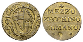 BOLOGNA
XVI-XVII secolo.
Peso monetale del Mezzo Zecchino Romano.
Æ
gr. 1,70
Dr. Stemma di Bologna quadripartito tra due rami di palma.
Rv. MEZZ...