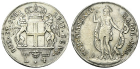 GENOVA
Dogi Biennali, 1528-1797. III Fase, 1637-1797.
4 Lire 1796.
Ag
gr. 16,46
Dr. DUX ET GUB REIP GENU. Stemma della Repubblica coronato e sost...