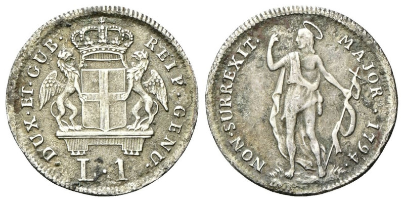 GENOVA
Dogi Biennali, 1528-1797. III Fase, 1637-1797.
Lira 1794.
Ag
gr. 3,77...