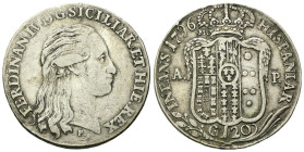 NAPOLI
Ferdinando IV (I) di Borbone, 1759-1816.
Piastra da 120 Grana 1796, sotto il collo P. piccola .
Ag
gr. 27,26
Dr. FERDINAN IV D G SICILIAR ...