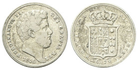 NAPOLI
Ferdinando II di Borbone, 1830-1859.
Tarì 1846.
Ag
gr. 4,53
Dr. Testa barbuta a d.
Rv. Stemma coronato. 
Pannuti Riccio 129; MIR 509/7; ...