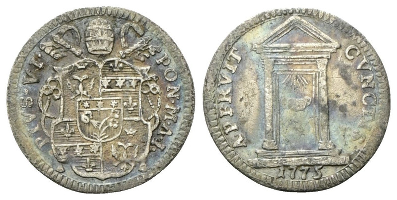 ROMA
Pio VI (Giannangelo Braschi), 1775-1799.
Grosso 1775 a. I.
Ag
gr. 1,26...