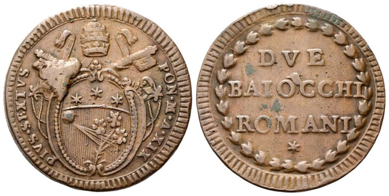 ROMA
Pio VI (Giannangelo Braschi), 1775-1799.
Due Baiocchi 1794 a. XIX.
Æ
gr...