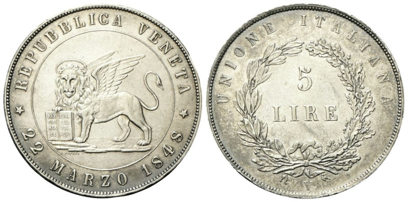 VENEZIA
Governo Provvisorio di Venezia, 1848-1849.
5 Lire 1848, I Tipo 22 Marz...