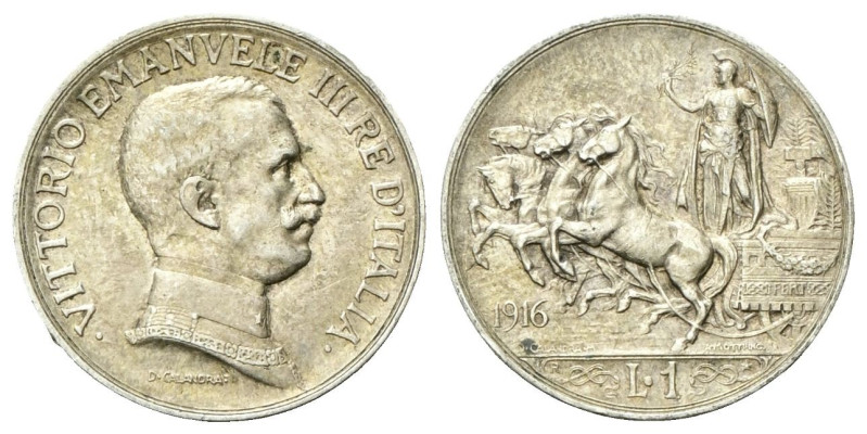 REGNO D’ITALIA
Vittorio Emanuele III, 1900-1943.
Lira 1916 Roma, Quadriga brio...