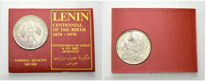 AJMAN
Rashid Bin Humaid al-Nuaimi, 1928-1981.
10 Riyals, (1970), Lenin.
Ag 
...