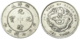 CINA
Guangxu, 1875-1908. 
Provincia Chihli. Yuan 1908 (a. 34).
Ag
gr. 26,69
Dr. Ideogrammi cinesi; al centro, scritte in caratteri Manchu.
Rv. D...