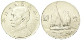 CINA
Repubblica, 1912-1949.
Dollaro 1934 (a. 23).
Ag
gr. 26,63
Dr. Busto di Sūn Yìxiān (Sun Yat-sen) a s.
Rv. Nave verso d. 
KM#Y345.
SPL