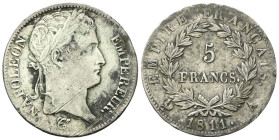 FRANCIA
Napoleone I Imperatore, 1804-1814 e 1815.
5 Franchi 1811 A, zecca di Parigi.
Ag
gr. 24,69
Dr. Testa laureata a d.
Rv. Nel centro valore ...