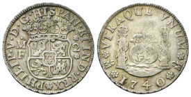 MESSICO
Filippo V di Spagna, 1701-1746.
2 Reales 1740 M.F..
Ag
Dr. Stemma coronato.
Rv. Monogramma.
KM 84
Bel BB