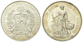 SVIZZERA
Tiri federali.
5 Franchi 1885 Berna.
Ag
gr. 24,90
Dr. Stemma con orso sovrapposto a fucili incrociati; sopra, croce elvetica raggiante, ...