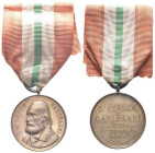 CAPRERA
Durante Vittorio Emanuele III, 1900-1943.
Medaglia 1902 opus S. Johnson.
Æ
gr. 18,54 mm 31,8
Dr. GIUSEPPE - GARIBALDI Busto a s.
Rv. L’I...