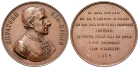 ITALIA
Giovanni Spano (presbitero, docente universitario), 1803-1878.
Medaglia 1871 opus G. Galeazzi.
Æ
gr. 51,30 mm 50
Dr. SENATORE - GIO SPANO....