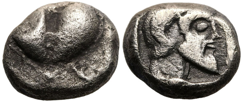 ANCIENT GREECE. KYRENAIKA, KYRENE. 
Silver Hemidrachm , circa 490-475 BC. 
Att...