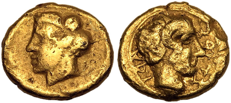 ANCIENT GREECE. KYRENAIKA, KYRENE. 
Gold 1/10 Stater, circa 331-322 BC. 
Arist...